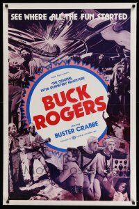 6k096 BUCK ROGERS 1sh R66 Buster Crabbe sci-fi serial, see where all the fun started!