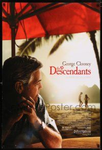 6k164 DESCENDANTS advance DS 1sh '11 cool image of George Clooney on beach!