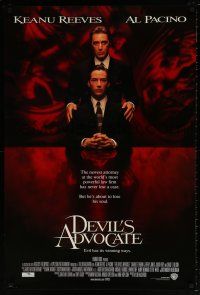 6k167 DEVIL'S ADVOCATE advance 1sh '97 best image of Keanu Reeves & demonic Al Pacino!