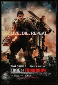 6k184 EDGE OF TOMORROW June 06 teaser DS 1sh '14 Tom Cruise & Emily Blunt, live, die, repeat!