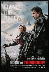 6k183 EDGE OF TOMORROW 2014 teaser DS 1sh '14 Tom Cruise & Emily Blunt, live, die, repeat!