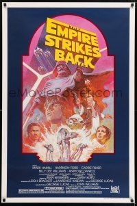 6k190 EMPIRE STRIKES BACK 1sh R82 George Lucas sci-fi classic, cool artwork by Tom Jung!