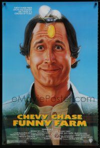 6k227 FUNNY FARM 1sh '88 smiling Chevy Chase w/egg on his face by Steven Chorney!