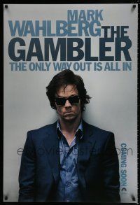 6k232 GAMBLER teaser DS 1sh '14 great image of Mark Wahlberg with sunglasses and sport coat!