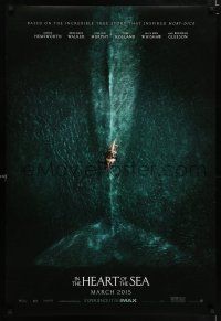 6k311 IN THE HEART OF THE SEA teaser DS 1sh '15 Ron Howard, cool image of ship over huge whale!