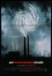 6k315 INCONVENIENT TRUTH 1sh '06 Al Gore, cool image of hurricane smoke!