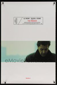 6k323 INSIDER teaser DS 1sh '99 Michael Mann, cool close-up of Al Pacino!