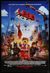 6k369 LEGO MOVIE advance DS 1sh '14 the story of a nobody who saved everybody!