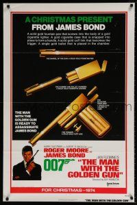 6k405 MAN WITH THE GOLDEN GUN int'l advance 1sh '74 Christmas present from James Bond, cool diagram