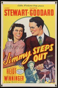 6k517 POT O' GOLD 1sh R46 stone litho of James Stewart & Paulette Goddard, Jimmy Steps Out!