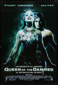 6k537 QUEEN OF THE DAMNED 1sh '01 close up of sexy vampire Aaliyah & Stuart Townsend!