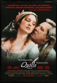 6k539 QUILLS DS 1sh '00 sexy image of Marquis de Sade Geoffrey Rush with pretty Kate Winslet