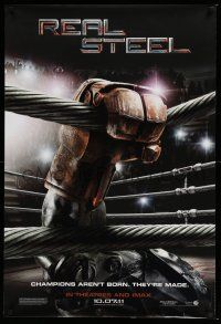 6k546 REAL STEEL teaser DS 1sh '11 Hugh Jackman, champions aren't born, they're made!