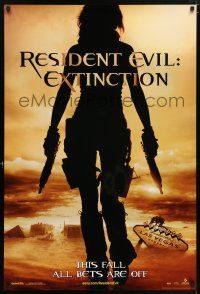 6k557 RESIDENT EVIL: EXTINCTION teaser 1sh '07 silhouette of zombie killer Milla Jovovich!