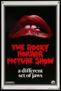 6k576 ROCKY HORROR PICTURE SHOW style A 1sh R80s by Tim Curry, a different set of jaws!