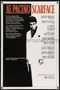 6k597 SCARFACE 1sh '83 full-length Al Pacino as Tony Montana, Brian De Palma, Oliver Stone