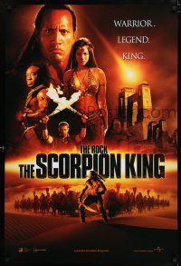 6k598 SCORPION KING int'l DS teaser 1sh '02 The Rock is a warrior, legend, king, Kelly Hu!