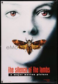 6k618 SILENCE OF THE LAMBS style A teaser DS 1sh '90 great image of Jodie Foster w/moth over mouth!