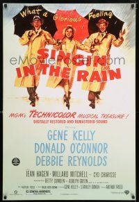 6k623 SINGIN' IN THE RAIN DS 1sh R00 Gene Kelly, Donald O'Connor, Debbie Reynolds, classic musical!