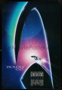 6k680 STAR TREK: GENERATIONS advance 1sh '94 cool sci-fi art of the Enterprise, Boldly Go!