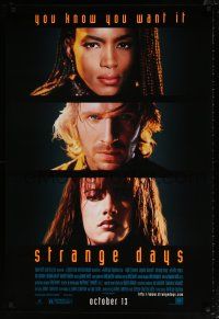 6k693 STRANGE DAYS advance 1sh '95 Ralph Fiennes, Angela Bassett, Juliette Lewis!