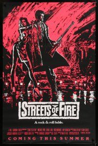 6k001 STREETS OF FIRE pink style advance 1sh '84 Walter Hill, cool dayglo Riehm art!