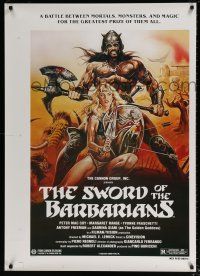6k707 SWORD OF THE BARBARIANS printer's test 1sh '83 battle between mortals, monsters, and magic!