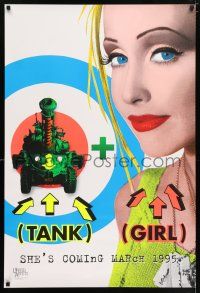 6k716 TANK GIRL teaser 1sh '95 Lori Petty, based on the comic strip, cool blacklight design!