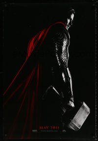 6k740 THOR May teaser DS 1sh '11 cool image of Chris Hemsworth w/classic hammer!