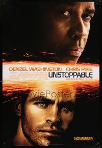6k797 UNSTOPPABLE style A advance DS 1sh '10 huge image of Denzel Washington & Chris Pine!