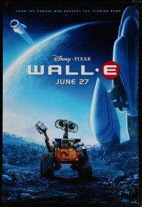 6k811 WALL-E advance DS 1sh '08 Walt Disney, Pixar, Best Animated Film, WALL-E & EVE w/ spaceship!