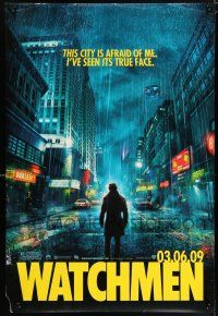 6k820 WATCHMEN teaser DS 1sh '09 Zack Snyder, Jackie Earle Haley, this city is afraid of me!
