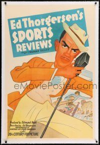 6m038 ED THORGERSEN'S SPORTS REVIEWS linen 1sh '39 great stone litho of the famous announcer!