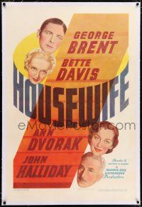 6m067 HOUSEWIFE linen 1sh '34 Bette Davis is the brains behind husband George Brent's success!