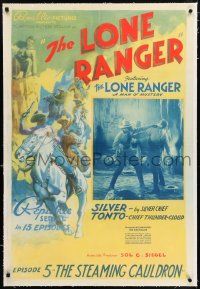 6m084 LONE RANGER linen chapter 5 1sh '38 first serial version, inset image with masked Lee Powell