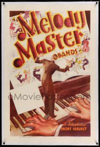 6m090 MELODY MASTER BANDS linen 1sh '36 Vitaphone short, wonderful art of tiny conductor on piano!