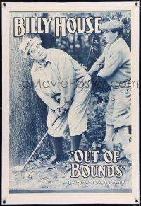 6m104 OUT OF BOUNDS linen 1sh '31 wacky Billy House golfing short, A Paramount Farce Comedy!