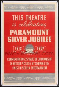 6m106 PARAMOUNT SILVER JUBILEE linen 1sh '36 commemorates 25 years of showmanship in motion pictures