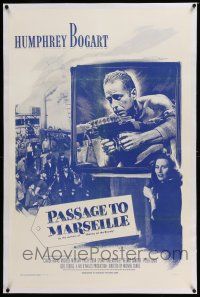 6m107 PASSAGE TO MARSEILLE linen 1sh R56 Humphrey Bogart escapes Devil's Island to fight Nazis!