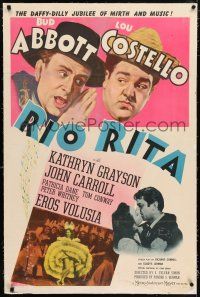 6m115 RIO RITA linen style D 1sh '42 Bud Abbott & Lou Costello with sexy dancer Eros Volusia!