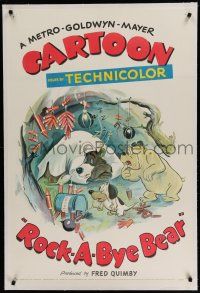 6m117 ROCK-A-BYE BEAR linen 1sh '52 Tex Avery art of Spike the dog protecting a hibernating bear!