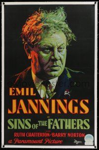 6m131 SINS OF THE FATHERS linen 1sh '28 great art of bootlegger Jannings who blinded his own son!