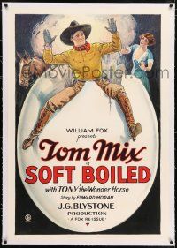 6m136 SOFT BOILED linen 1sh R20s stone litho of Tom Mix & Tony the Wonder Horse by giant egg!