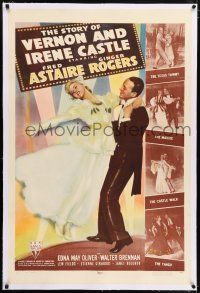 6m140 STORY OF VERNON & IRENE CASTLE linen B 1sh '39 art of Fred Astaire & Ginger Rogers dancing!