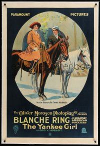 6m161 YANKEE GIRL linen 1sh '15 pretty stone litho of Blanche Ring riding horse with her boyfriend!