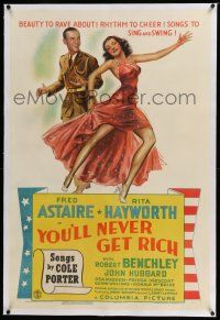 6m164 YOU'LL NEVER GET RICH linen style C 1sh '41 art of Fred Astaire dancing w/sexy Rita Hayworth!