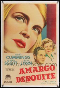 6p182 PAID IN FULL linen Argentinean '50 different super c/u art of Lizabeth Scott, Bob Cummings!