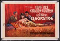 6p068 CLEOPATRA linen Belgian '63 Elizabeth Taylor, Richard Burton, Rex Harrison, Terpning art!