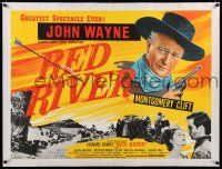 6p021 RED RIVER linen British quad R50s great artwork of John Wayne, Montgomery Clift, Howard Hawks