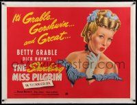 6p022 SHOCKING MISS PILGRIM linen British quad '46 great different art of sexy Betty Grable!